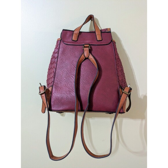 Simply Noelle Large Red/Brown Woven  Backpack Purse Beautiful Heavy Leather! main image 8